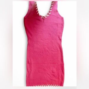 Pink Sleeveless Dress with White Accents